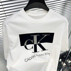 Calvin Klein Iconic Logo Print White Cotton Crewneck Tee